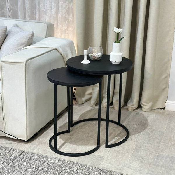 طقم طاولتين جانبية خشب