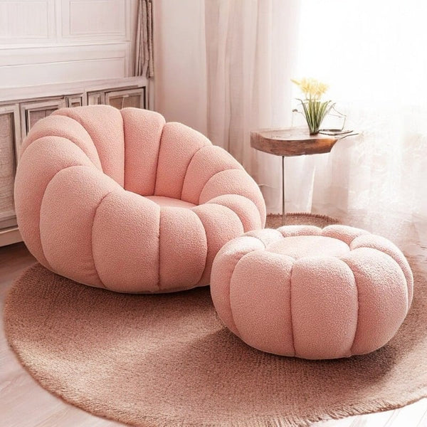 كرسي بوكليه وردي مع مسند القدم