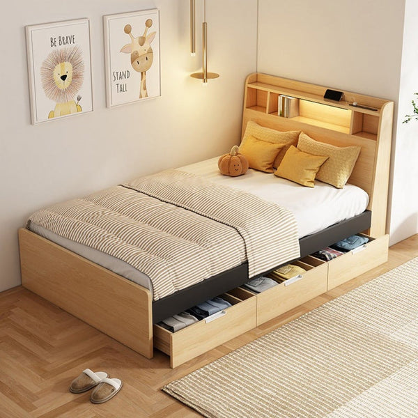 سرير خشبي بخزائن متعددة