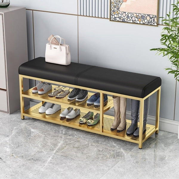 بانكت جلدي مع رف للاحذيه