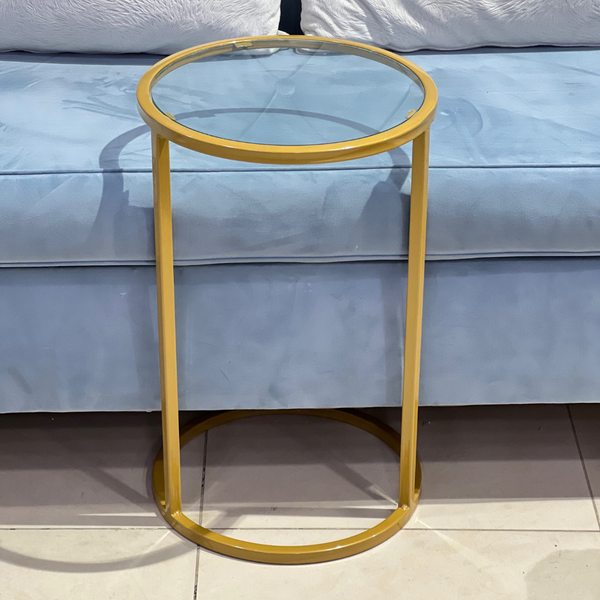 طاولة خدمة ذهبي زجاج شفاف