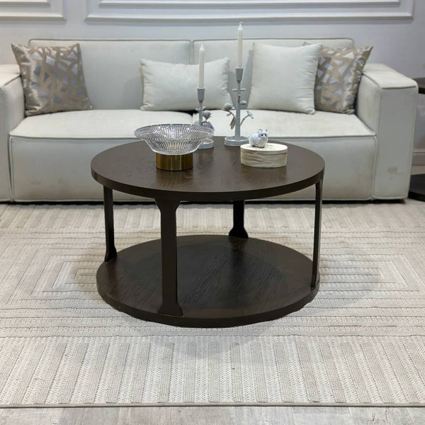 طاولة قهوة دائرية بطابقين