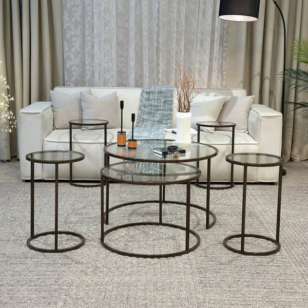 طقم طاولات ضيافة لون بني