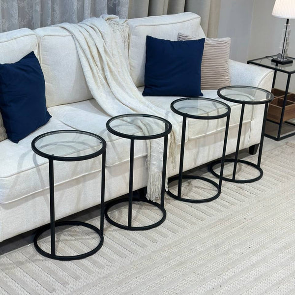 طقم طاولات خدمة زجاجية وعصرية