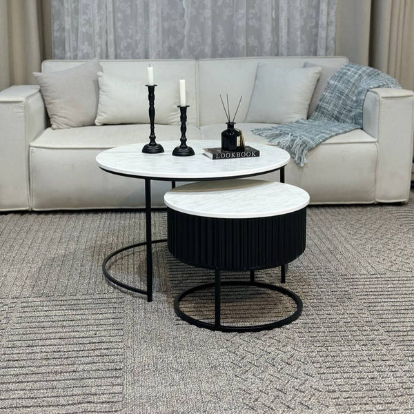 طقم طاولتين ضيافة متداخلة لون اسود